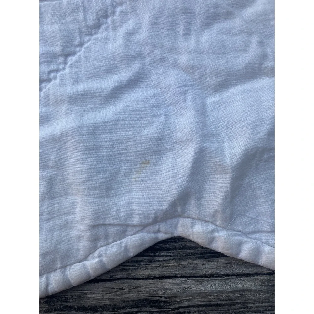 Cottagecore shabby chic farmhouse white on white cotton/crochet quilt 81